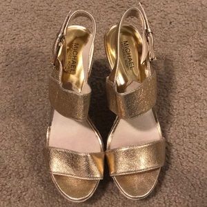 Michael Kors Gold Strappy Platforms